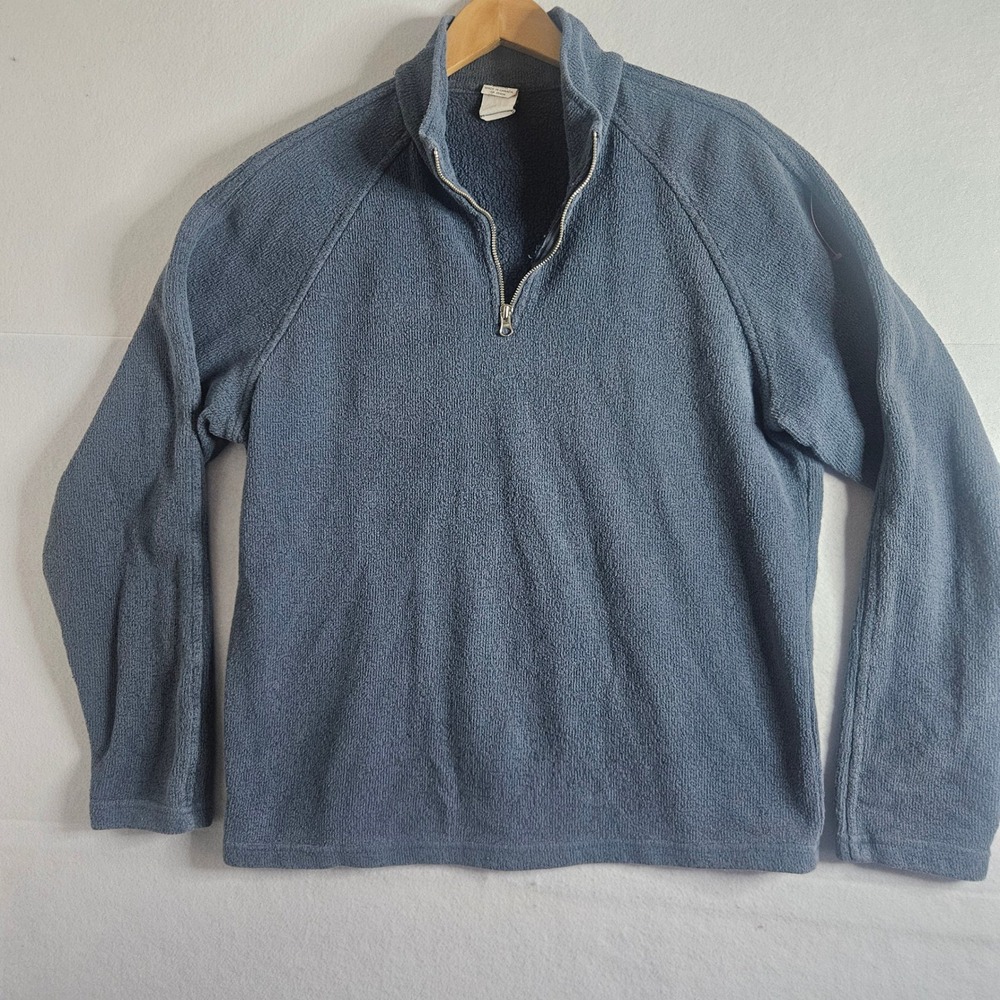Early Winters Mens Blue Textured Fleece Quarter Zip Pullover 90s Gorpcore Medium